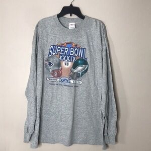 NFL Super-bowl football shirt 2005 eagles vs patriots long sleeve size XXL